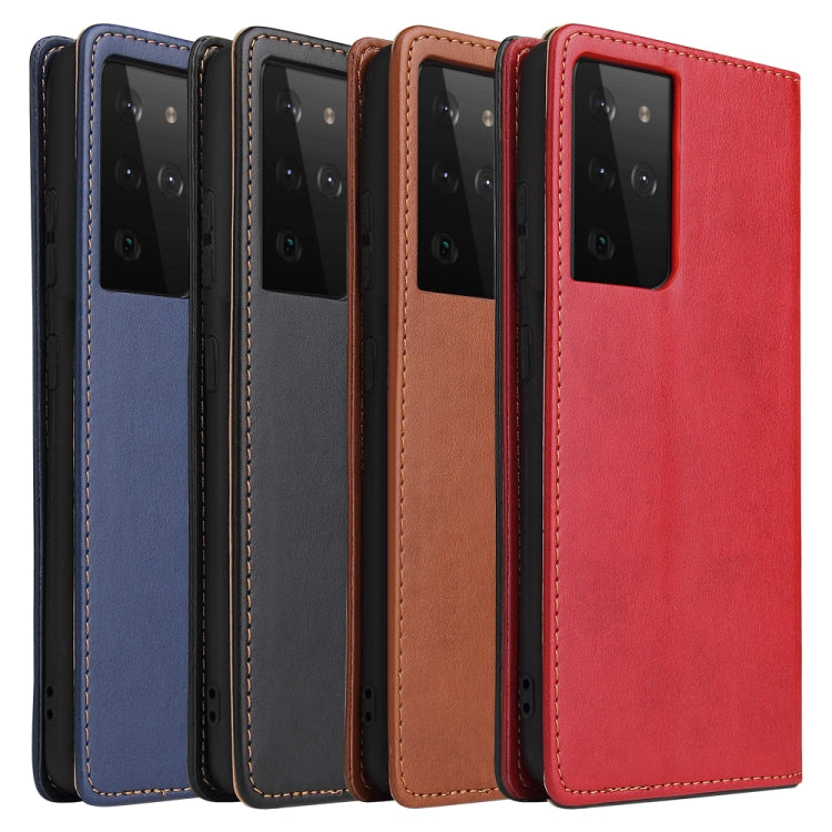 For Samsung Galaxy S21 Ultra 5G Fierre Shann PU Genuine Leather Texture Horizontal Flip Leather Case with Holder & Card Slots & Wallet(Red) - Galaxy S21 Ultra 5G Cases by FIERRE SHANN | Online Shopping UK | buy2fix