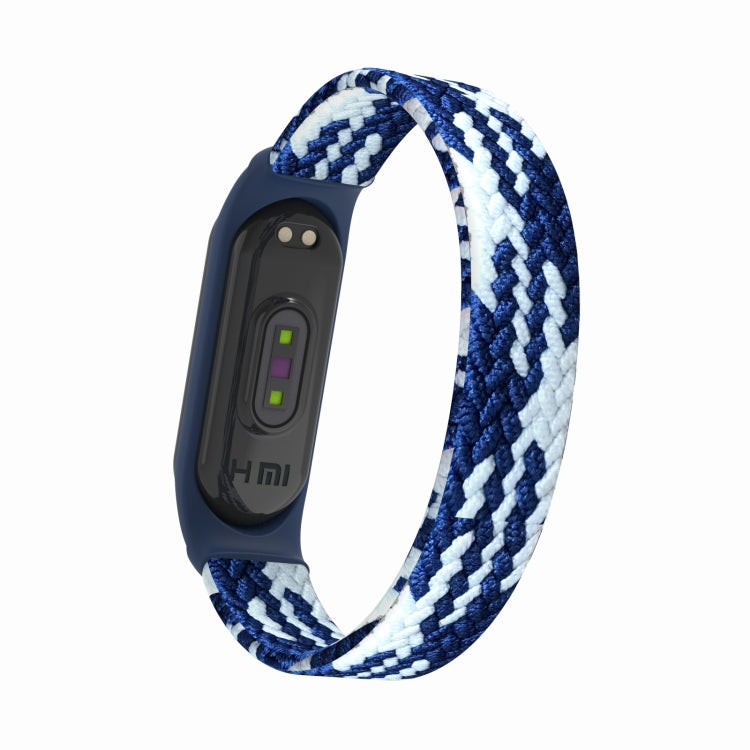 For Xiaomi Mi Band 5 / 4 / 3 / Huami Single Lap Braided Yarn + TPU Wrist Strap Watch Band, Size:S(Blue + White) - Watch Bands by buy2fix | Online Shopping UK | buy2fix
