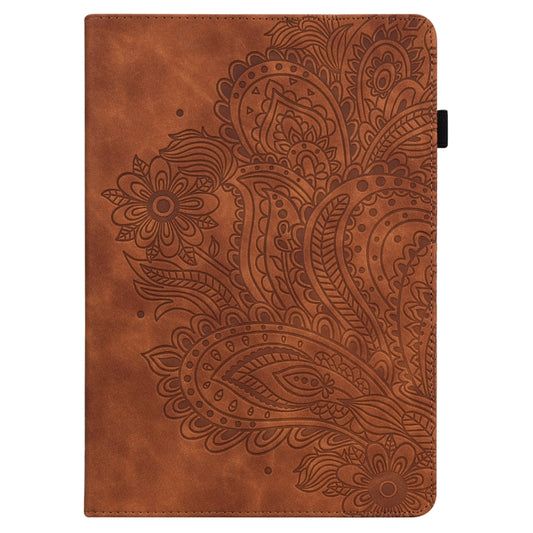 For Samsung Galaxy Tab A 10.1 (2016) T580 Peacock Embossed Pattern TPU + PU Horizontal Flip Leather Case with Holder & Card Slots & Wallet(Brown) by buy2fix