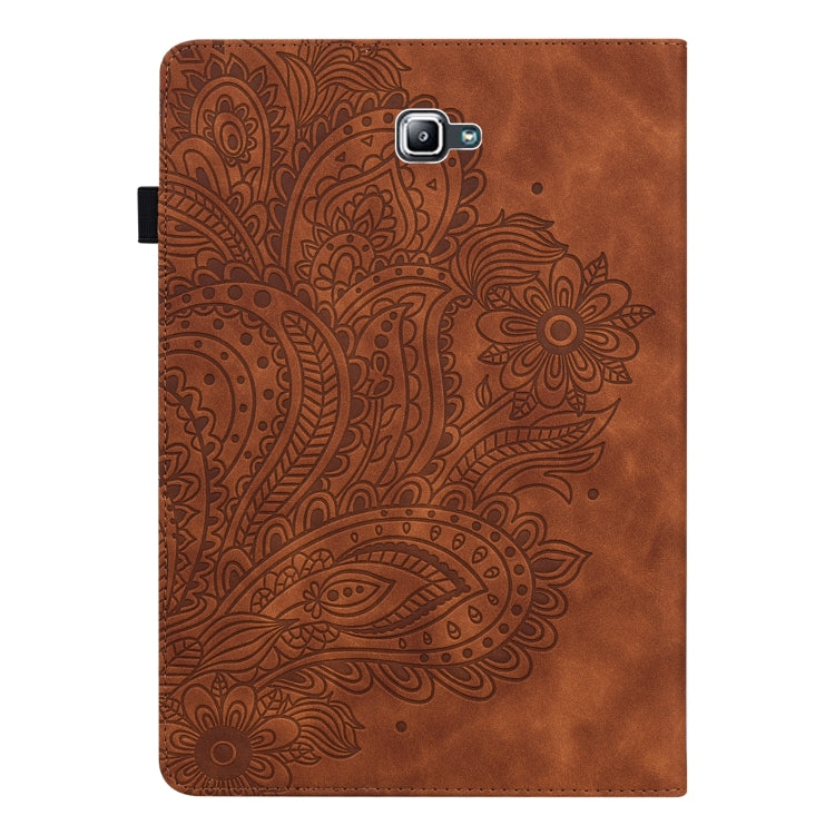 For Samsung Galaxy Tab A 10.1 (2016) T580 Peacock Embossed Pattern TPU + PU Horizontal Flip Leather Case with Holder & Card Slots & Wallet(Brown) - Tab A 10.1 by buy2fix | Online Shopping UK | buy2fix