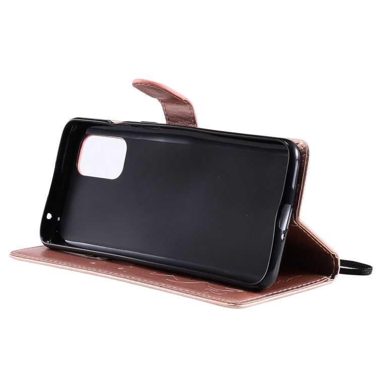 For OnePlus 8T Cat Bee Embossing Pattern Shockproof Horizontal Flip Leather Case with Holder & Card Slots & Wallet(Rose Gold) - OnePlus Cases by buy2fix | Online Shopping UK | buy2fix