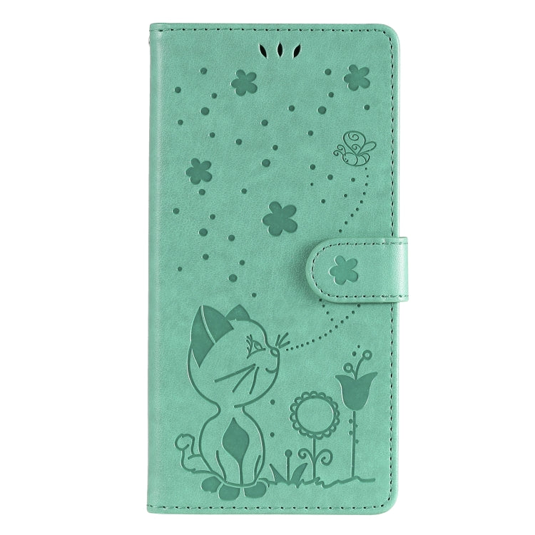 For OnePlus Nord N10 5G Cat Bee Embossing Pattern Shockproof Horizontal Flip Leather Case with Holder & Card Slots & Wallet(Green) - OnePlus Cases by buy2fix | Online Shopping UK | buy2fix