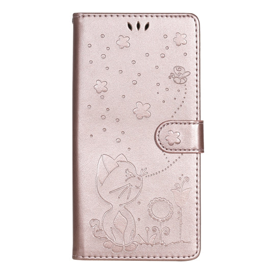 For OnePlus Nord N10 5G Cat Bee Embossing Pattern Shockproof Horizontal Flip Leather Case with Holder & Card Slots & Wallet(Rose Gold) by buy2fix