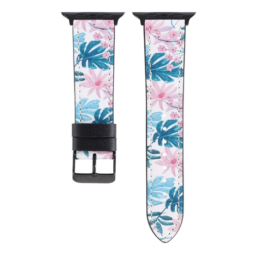 Printed Leather Watch Band For Apple Watch Series 7 45mm / 6 & SE & 5 & 4 44mm / 3 & 2 & 1 42mm(A) by buy2fix