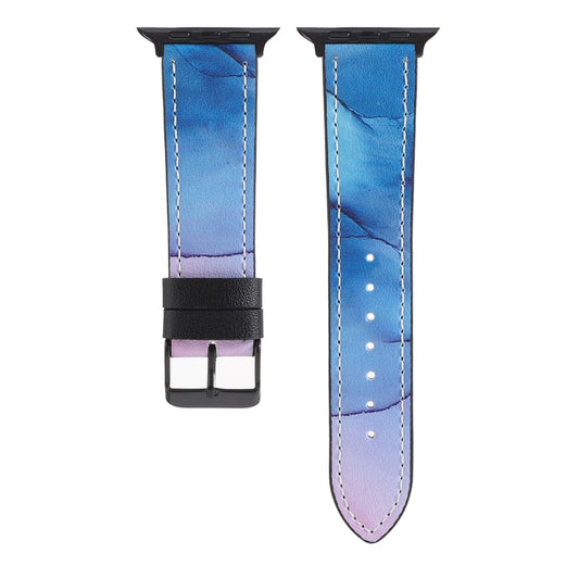 Printed Leather Watch Band For Apple Watch Series 7 45mm / 6 & SE & 5 & 4 44mm / 3 & 2 & 1 42mm(I) by buy2fix