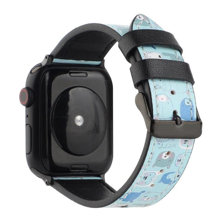 Printed Leather Watch Band For Apple Watch Series 7 45mm / 6 & SE & 5 & 4 44mm / 3 & 2 & 1 42mm(K) - Watch Bands by buy2fix | Online Shopping UK | buy2fix