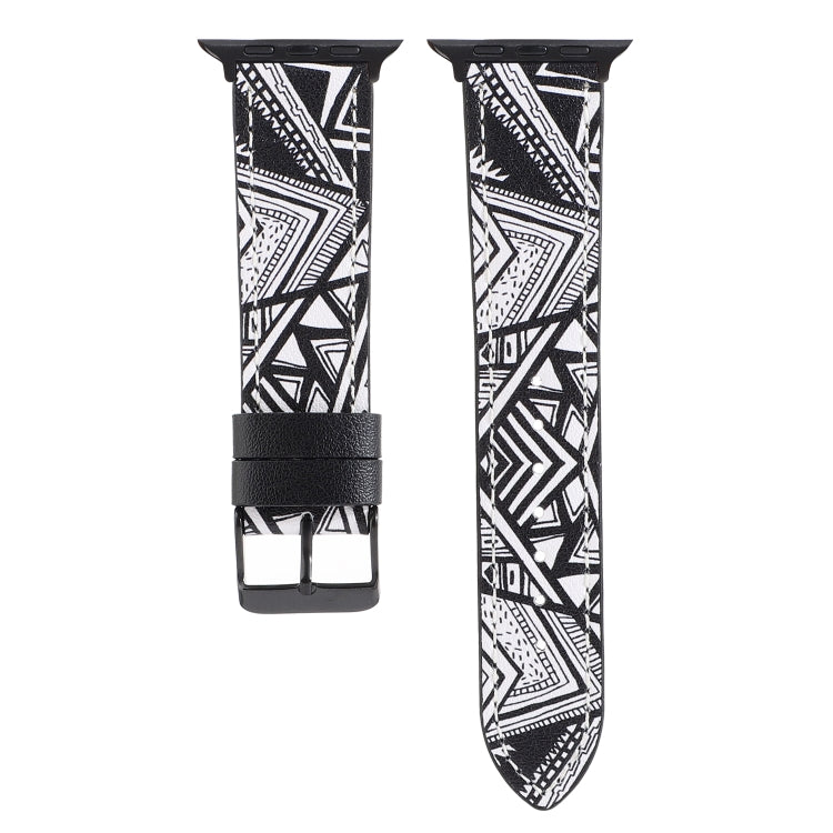 Printed Leather Watch Band For Apple Watch Series 7 45mm / 6 & SE & 5 & 4 44mm / 3 & 2 & 1 42mm(L) - Watch Bands by buy2fix | Online Shopping UK | buy2fix