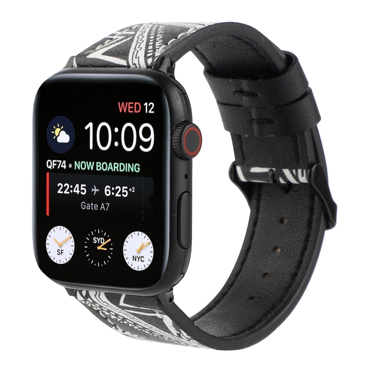 Printed Leather Watch Band For Apple Watch Series 7 45mm / 6 & SE & 5 & 4 44mm / 3 & 2 & 1 42mm(L) - Watch Bands by buy2fix | Online Shopping UK | buy2fix
