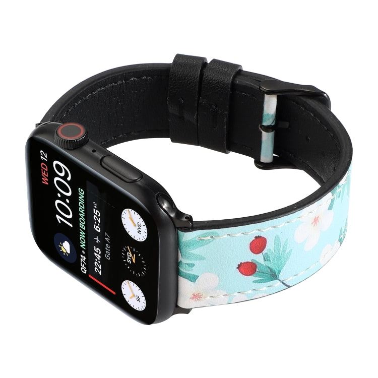 Printed Leather Watch Band For Apple Watch Ultra 49mm&Watch Ultra 2 49mm / Series 9&8&7 45mm / SE 3&SE 2&6&SE&5&4 44mm / 3&2&1 42mm(N) - Watch Bands by buy2fix | Online Shopping UK | buy2fix