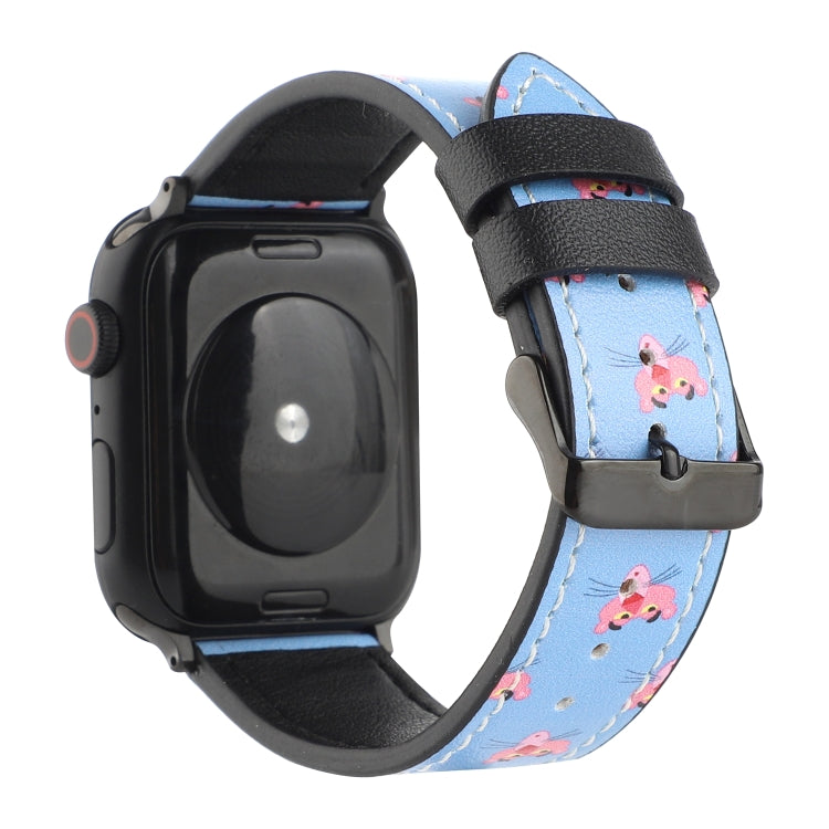 Printed Leather Watch Band For Apple Watch Series 9&8&7 41mm / SE 3&SE 2&6&SE&5&4 40mm / 3&2&1 38mm(D) - Watch Bands by buy2fix | Online Shopping UK | buy2fix