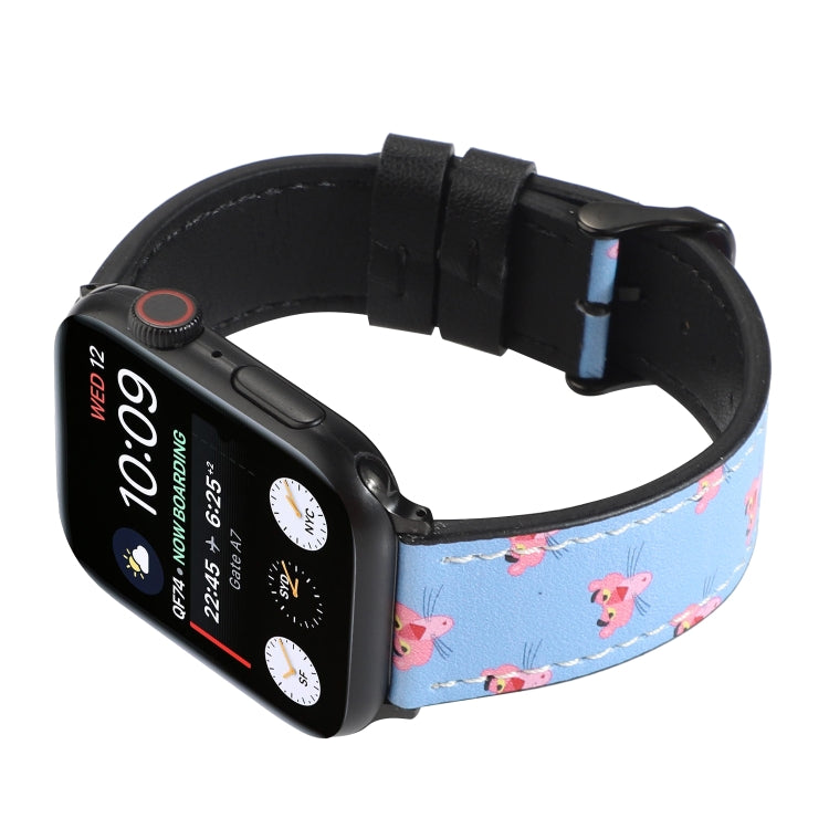 Printed Leather Watch Band For Apple Watch Series 9&8&7 41mm / SE 3&SE 2&6&SE&5&4 40mm / 3&2&1 38mm(D) - Watch Bands by buy2fix | Online Shopping UK | buy2fix