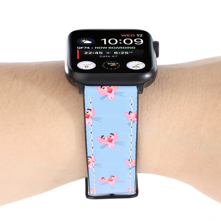 Printed Leather Watch Band For Apple Watch Series 9&8&7 41mm / SE 3&SE 2&6&SE&5&4 40mm / 3&2&1 38mm(D) - Watch Bands by buy2fix | Online Shopping UK | buy2fix