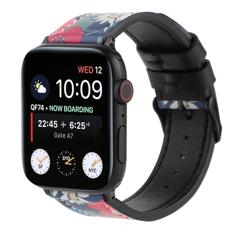 Printed Leather Watch Band For Apple Watch Series 9&8&7 41mm / SE 3&SE 2&6&SE&5&4 40mm / 3&2&1 38mm(F) - Watch Bands by buy2fix | Online Shopping UK | buy2fix