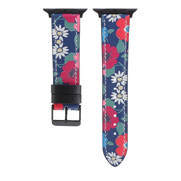 Printed Leather Watch Band For Apple Watch Series 9&8&7 41mm / SE 3&SE 2&6&SE&5&4 40mm / 3&2&1 38mm(F) - Watch Bands by buy2fix | Online Shopping UK | buy2fix