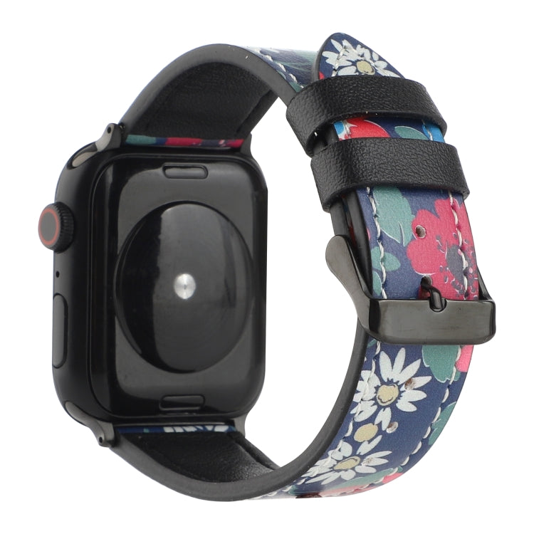 Printed Leather Watch Band For Apple Watch Series 9&8&7 41mm / SE 3&SE 2&6&SE&5&4 40mm / 3&2&1 38mm(F) - Watch Bands by buy2fix | Online Shopping UK | buy2fix