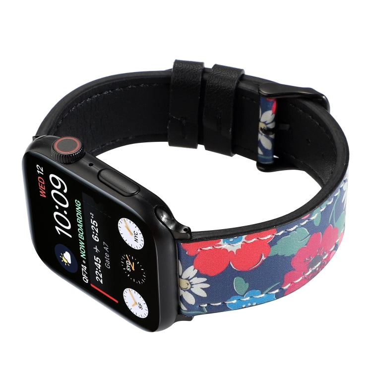 Printed Leather Watch Band For Apple Watch Series 9&8&7 41mm / SE 3&SE 2&6&SE&5&4 40mm / 3&2&1 38mm(F) - Watch Bands by buy2fix | Online Shopping UK | buy2fix