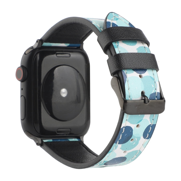 Printed Leather Watch Band For Apple Watch Series 9&8&7 41mm / SE 3&SE 2&6&SE&5&4 40mm / 3&2&1 38mm(H) - Watch Bands by buy2fix | Online Shopping UK | buy2fix