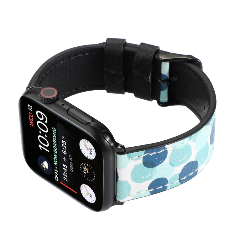 Printed Leather Watch Band For Apple Watch Series 9&8&7 41mm / SE 3&SE 2&6&SE&5&4 40mm / 3&2&1 38mm(H) - Watch Bands by buy2fix | Online Shopping UK | buy2fix
