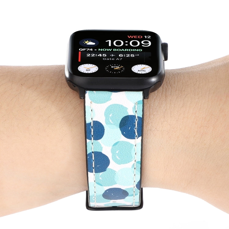 Printed Leather Watch Band For Apple Watch Series 9&8&7 41mm / SE 3&SE 2&6&SE&5&4 40mm / 3&2&1 38mm(H) - Watch Bands by buy2fix | Online Shopping UK | buy2fix