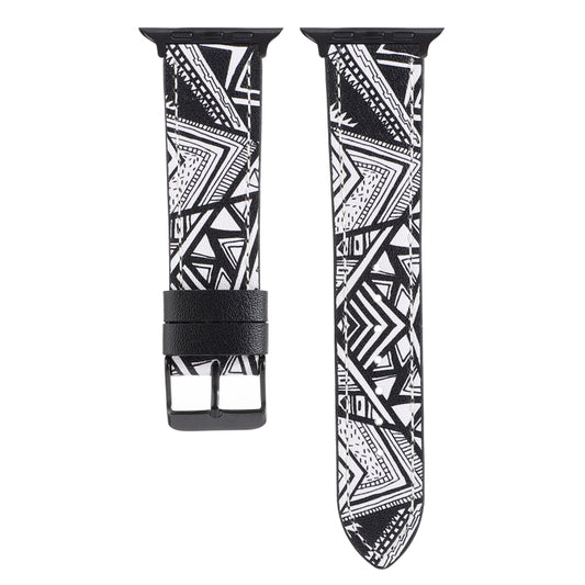 Printed Leather Watch Band For Apple Watch Series 9&8&7 41mm / SE 3&SE 2&6&SE&5&4 40mm / 3&2&1 38mm(L) by buy2fix