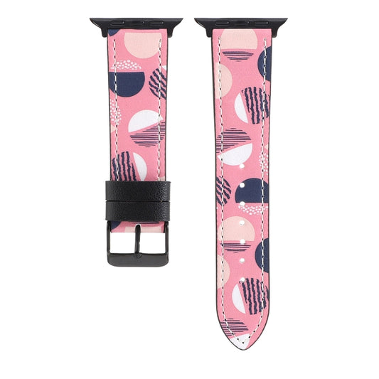 Printed Leather Watch Band For Apple Watch Series 9&8&7 41mm / SE 3&SE 2&6&SE&5&4 40mm / 3&2&1 38mm(M) by buy2fix