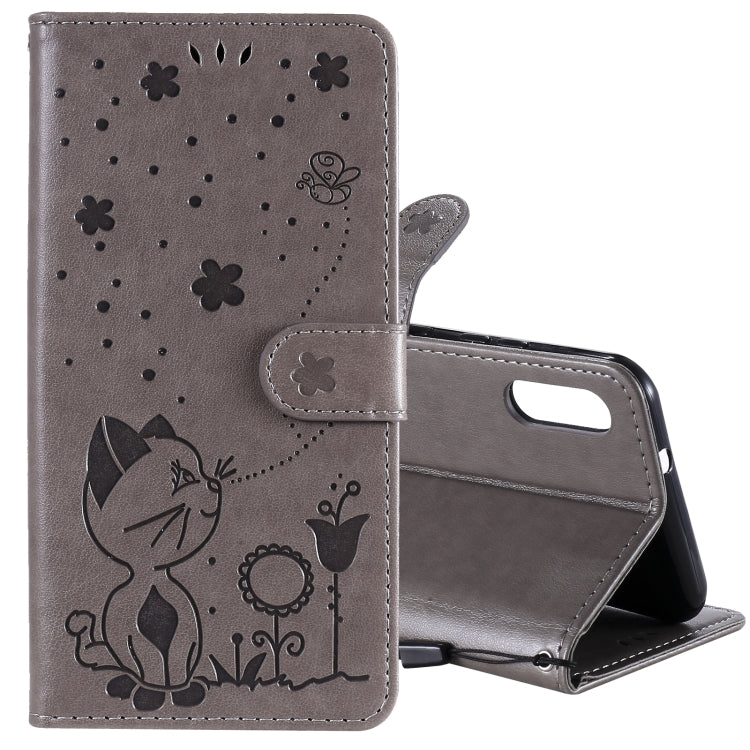 For LG K22 / K22 Plus Cat Bee Embossing Pattern Shockproof Horizontal Flip Leather Case with Holder & Card Slots & Wallet(Grey) - LG Cases by buy2fix | Online Shopping UK | buy2fix
