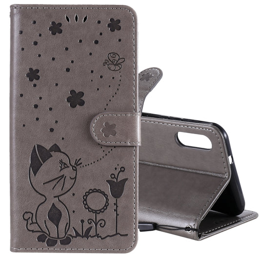 For LG K22 / K22 Plus Cat Bee Embossing Pattern Shockproof Horizontal Flip Leather Case with Holder & Card Slots & Wallet(Grey) - LG Cases by buy2fix | Online Shopping UK | buy2fix