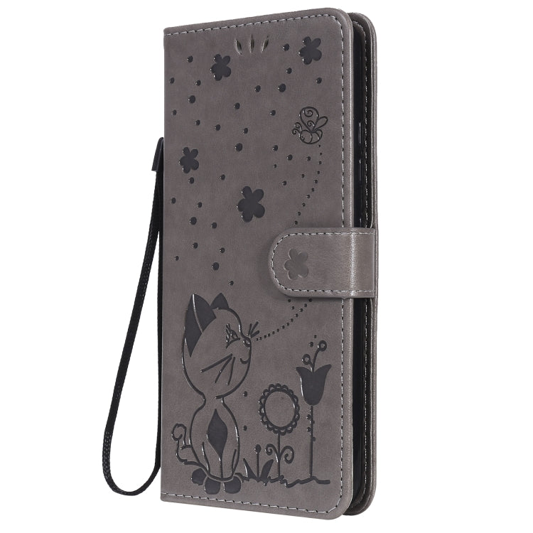 For LG K22 / K22 Plus Cat Bee Embossing Pattern Shockproof Horizontal Flip Leather Case with Holder & Card Slots & Wallet(Grey) - LG Cases by buy2fix | Online Shopping UK | buy2fix