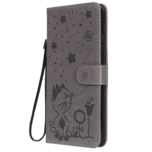 For LG K22 / K22 Plus Cat Bee Embossing Pattern Shockproof Horizontal Flip Leather Case with Holder & Card Slots & Wallet(Grey) - LG Cases by buy2fix | Online Shopping UK | buy2fix