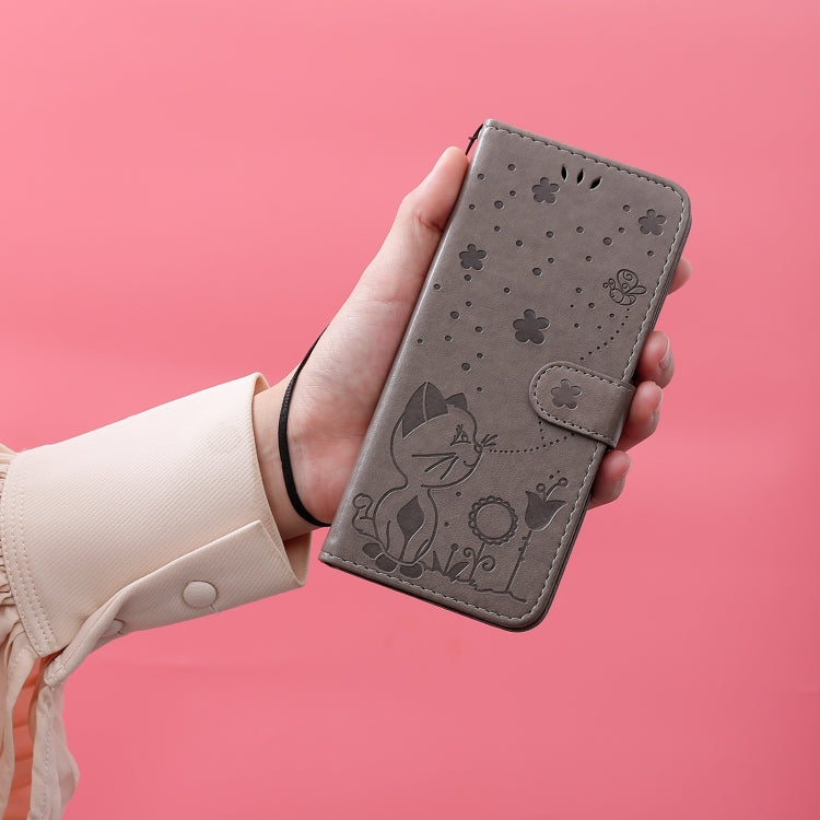 For LG K22 / K22 Plus Cat Bee Embossing Pattern Shockproof Horizontal Flip Leather Case with Holder & Card Slots & Wallet(Grey) - LG Cases by buy2fix | Online Shopping UK | buy2fix