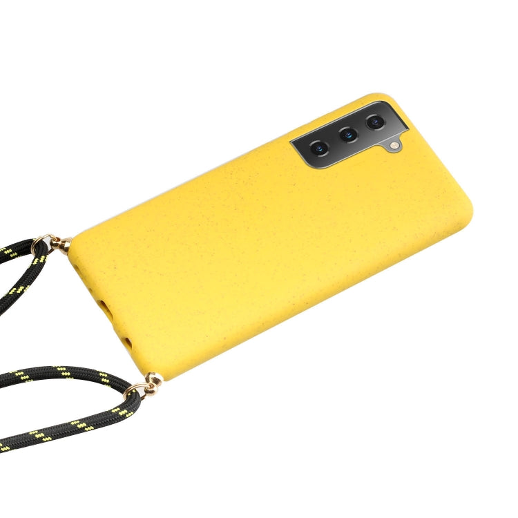For Samsung Galaxy S21 5G Wheat Straw Material + TPU Protective Case with Lanyard(Yellow) - Galaxy S21 5G Cases by buy2fix | Online Shopping UK | buy2fix