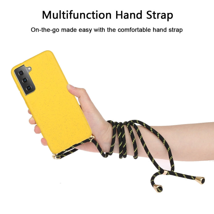 For Samsung Galaxy S21 5G Wheat Straw Material + TPU Protective Case with Lanyard(Yellow) - Galaxy S21 5G Cases by buy2fix | Online Shopping UK | buy2fix