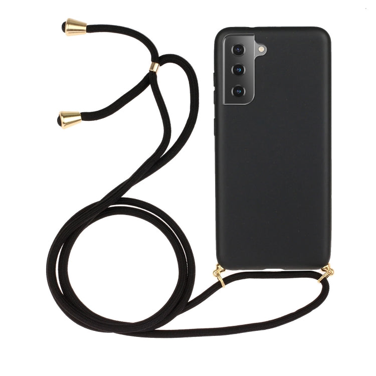 For Samsung Galaxy S21 5G Wheat Straw Material + TPU Protective Case with Lanyard(Black) - Galaxy S21 5G Cases by buy2fix | Online Shopping UK | buy2fix