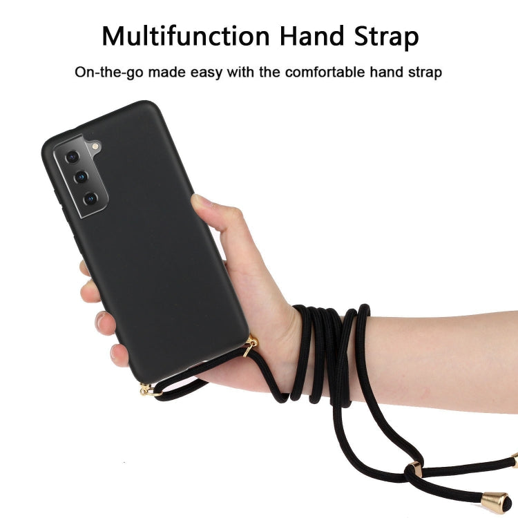 For Samsung Galaxy S21 5G Wheat Straw Material + TPU Protective Case with Lanyard(Black) - Galaxy S21 5G Cases by buy2fix | Online Shopping UK | buy2fix