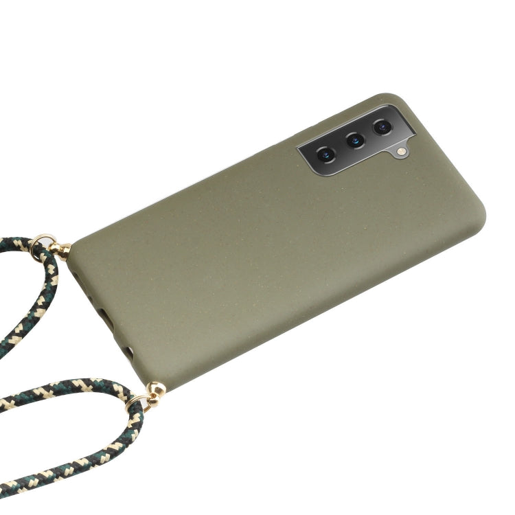 For Samsung Galaxy S21+ 5G Wheat Straw Material + TPU Protective Case with Lanyard(Army Green) - Galaxy S21+ 5G Cases by buy2fix | Online Shopping UK | buy2fix