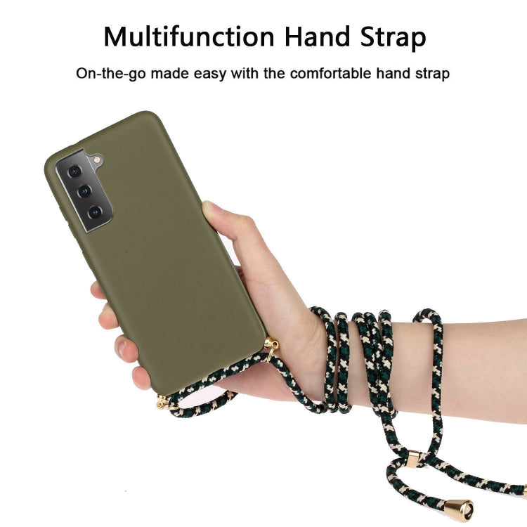 For Samsung Galaxy S21+ 5G Wheat Straw Material + TPU Protective Case with Lanyard(Army Green) - Galaxy S21+ 5G Cases by buy2fix | Online Shopping UK | buy2fix