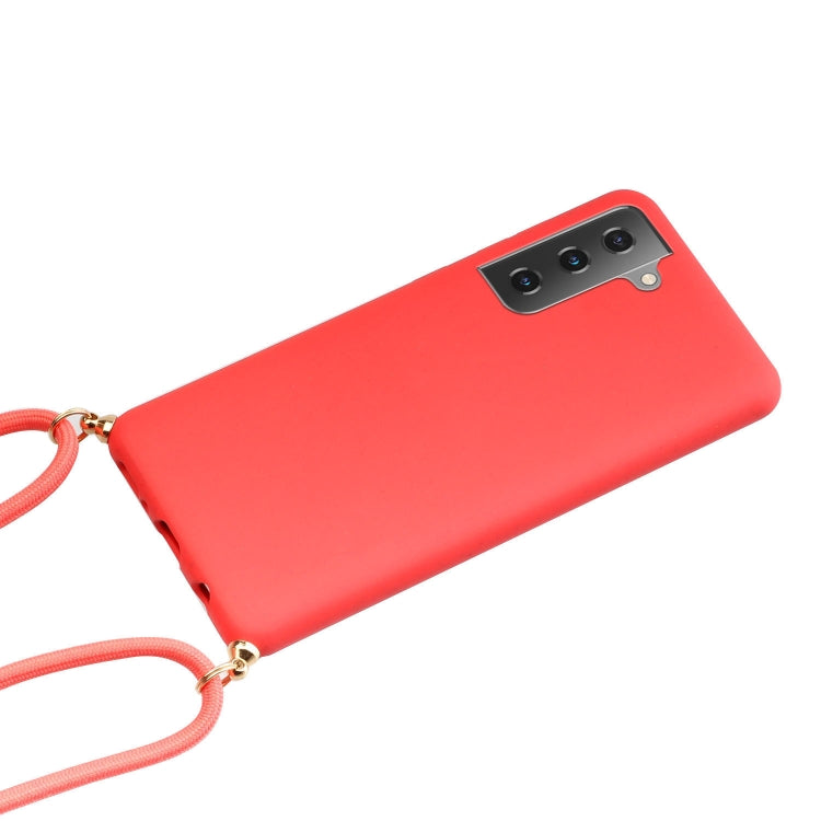 For Samsung Galaxy S21+ 5G Wheat Straw Material + TPU Protective Case with Lanyard(Red) - Galaxy S21+ 5G Cases by buy2fix | Online Shopping UK | buy2fix