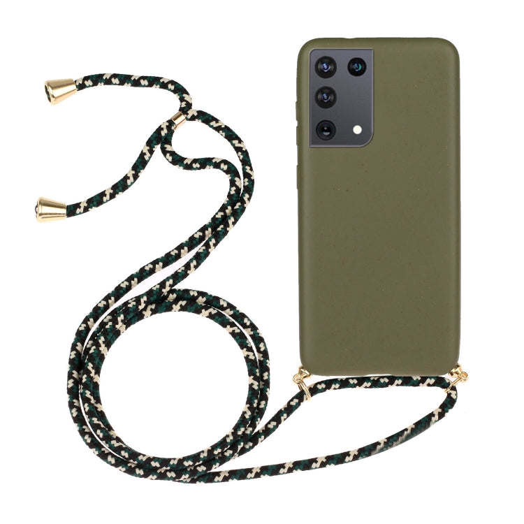 For Samsung Galaxy S21 Ultra 5G Wheat Straw Material + TPU Protective Case with Lanyard(Army Green) - Galaxy S21 Ultra 5G Cases by buy2fix | Online Shopping UK | buy2fix