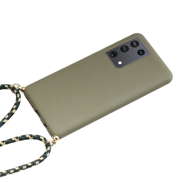 For Samsung Galaxy S21 Ultra 5G Wheat Straw Material + TPU Protective Case with Lanyard(Army Green) - Galaxy S21 Ultra 5G Cases by buy2fix | Online Shopping UK | buy2fix