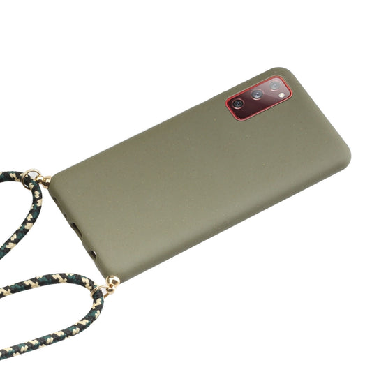 For Samsung Galaxy S20 FE Wheat Straw Material + TPU Protective Case with Lanyard(Army Green) by FIERRE SHANN