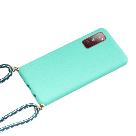 For Samsung Galaxy S20 FE Wheat Straw Material + TPU Protective Case with Lanyard(Green) by FIERRE SHANN