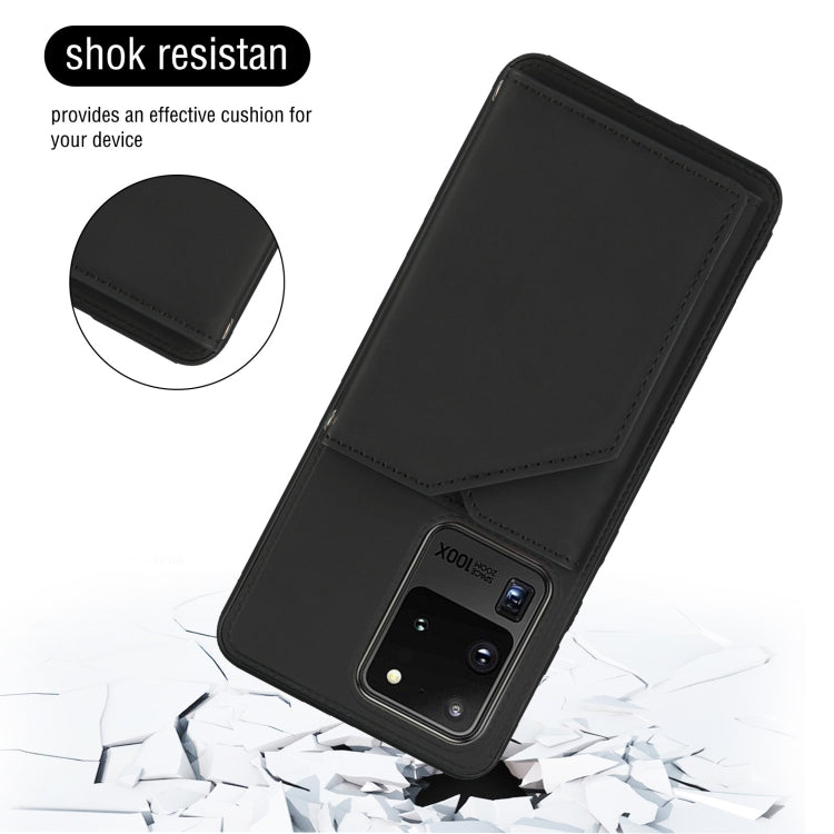 For Samsung Galaxy S20 Ultra Skin Feel PU + TPU + PC Back Cover Shockproof Case with Card Slots & Holder & Photo Frame(Black) - Galaxy Phone Cases by buy2fix | Online Shopping UK | buy2fix