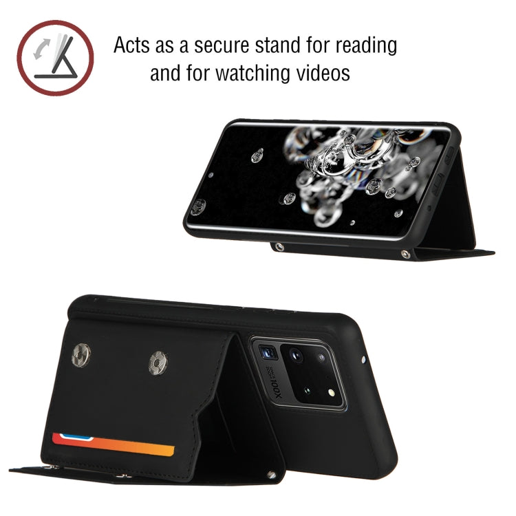 For Samsung Galaxy S20 Ultra Skin Feel PU + TPU + PC Back Cover Shockproof Case with Card Slots & Holder & Photo Frame(Black) - Galaxy Phone Cases by buy2fix | Online Shopping UK | buy2fix