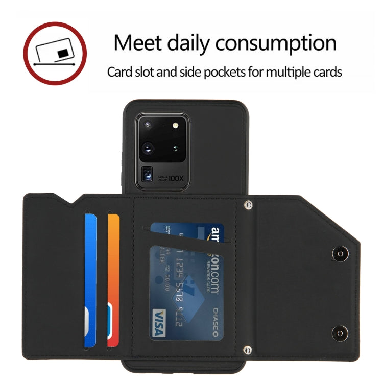 For Samsung Galaxy S20 Ultra Skin Feel PU + TPU + PC Back Cover Shockproof Case with Card Slots & Holder & Photo Frame(Black) - Galaxy Phone Cases by buy2fix | Online Shopping UK | buy2fix