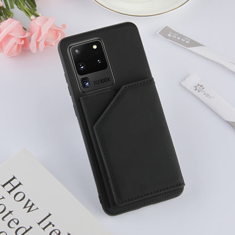 For Samsung Galaxy S20 Ultra Skin Feel PU + TPU + PC Back Cover Shockproof Case with Card Slots & Holder & Photo Frame(Black) - Galaxy Phone Cases by buy2fix | Online Shopping UK | buy2fix