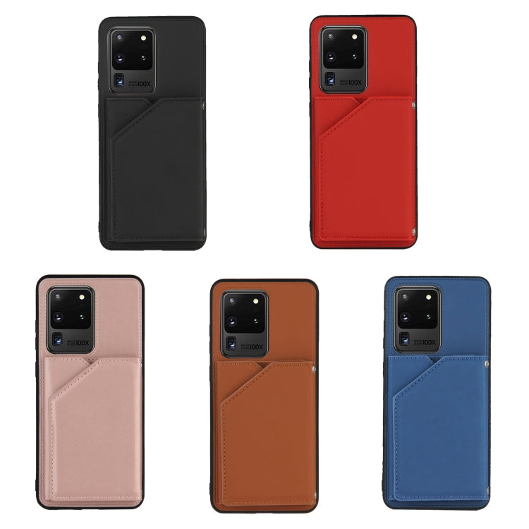 For Samsung Galaxy S20 Ultra Skin Feel PU + TPU + PC Back Cover Shockproof Case with Card Slots & Holder & Photo Frame(Black) - Galaxy Phone Cases by buy2fix | Online Shopping UK | buy2fix