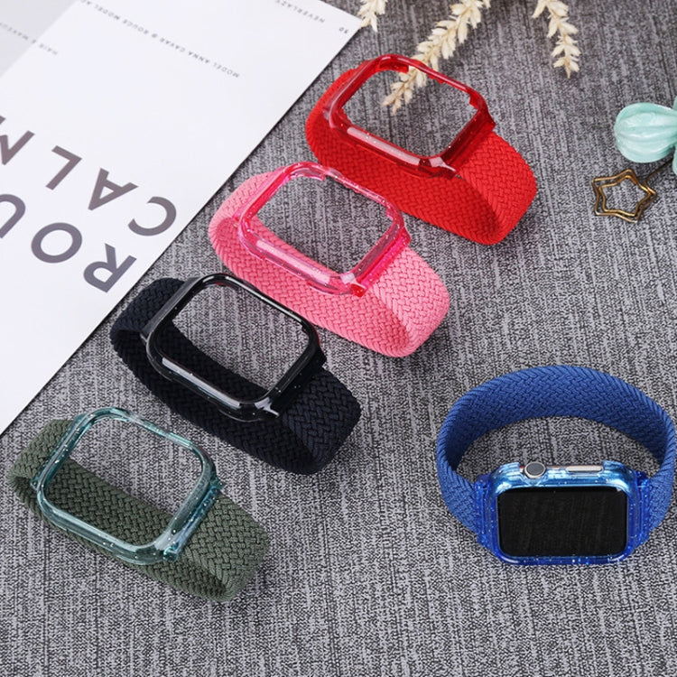 Weave Wrist Strap Watch Bands with Frame For Apple Watch Series 7 41mm / 6 & SE & 5 & 4 40mm / 3 & 2 & 1 38mm, Length:140mm(Cold Sea Blue) - Watch Bands by buy2fix | Online Shopping UK | buy2fix