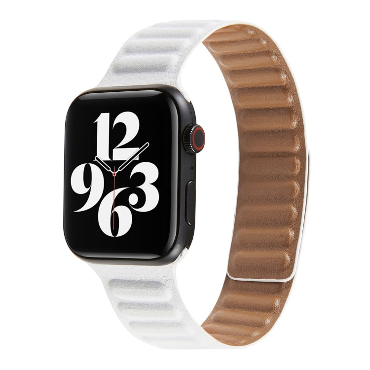 Loop Leather Watch Band For Apple Watch Series 7 41mm / 6 & SE & 5 & 4 40mm / 3 & 2 & 1 38mm(White) - Watch Bands by buy2fix | Online Shopping UK | buy2fix