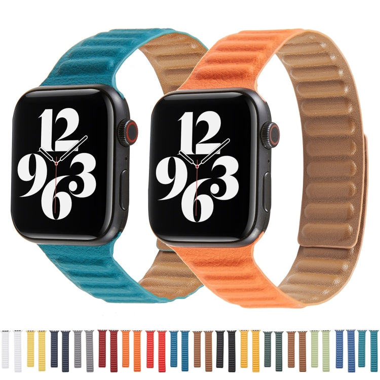 Loop Leather Watch Band For Apple Watch Series 7 41mm / 6 & SE & 5 & 4 40mm / 3 & 2 & 1 38mm(Sunset Glow) - Watch Bands by buy2fix | Online Shopping UK | buy2fix