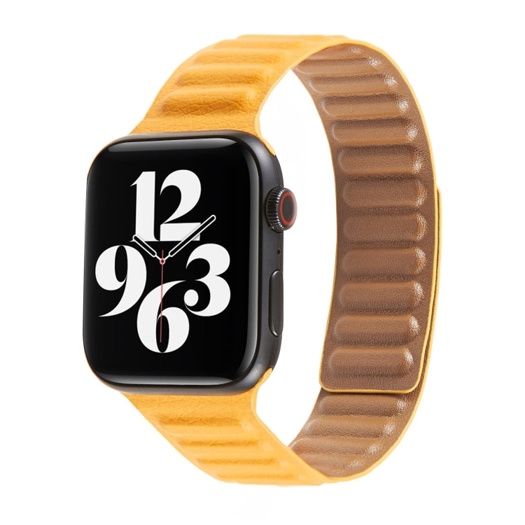 Loop Leather Watch Band For Apple Watch Series 7 45mm / 6 & SE & 5 & 4 44mm / 3 & 2 & 1 42mm(California Poppy) - Watch Bands by buy2fix | Online Shopping UK | buy2fix
